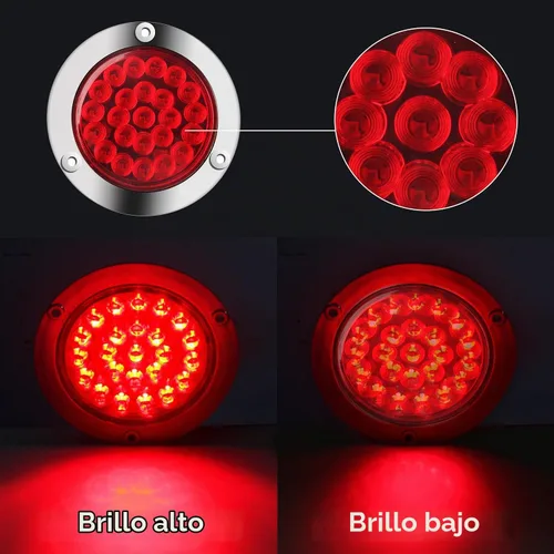 Vista 3 de Kit de 6 luces traseras LED redondas de 4 pulgadas para remolque, 4 rojas + 2 blancas de 4 pulgadas, luces LED redondas para parar, girar, marcha