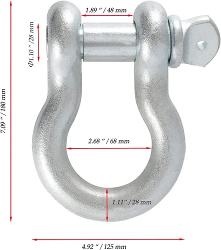 Vista 2 de JOIKIT Límite de carga de grillete de anillo en D de 1-1/8 pulgadas, 9.5 toneladas/20944 libras, grillete de arco resistente para ancla, remolque