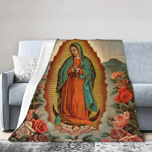 Vista 2 de Manta de forro polar de Our Lady of Guadalupe, manta de microforro polar ultrasuave y acogedora para sofá, cama, camping, viajes y uso en automóvil
