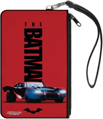 Vista 4 de DC Comics Billetera, bolso con cremallera, The Batman Movie Batmobile Title Red Black, Canvas, Batman, Casual