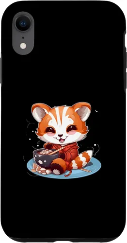 Vista 8 de Funda para iPhone 14 Otaku Anime Red Panda Eat Ramen Fideos Flor de Cerezo