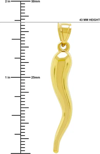 Vista 4 de CA CHARMAMERICA Charm America - Gold Large Italian Horn Charm - 10 Karat Gold