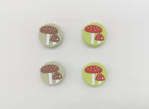 Vista 3 de Ocanblu - Cute Mushroom Thumb Grip Caps Compatible with Nintendo Switch Switch OLED Switch Lite Soft Silicone Joystick Caps 4PCS