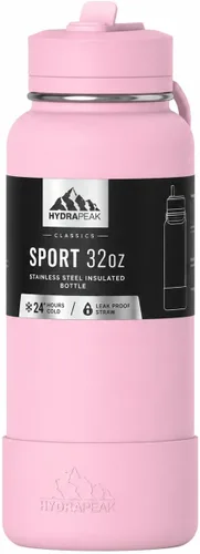 Vista 29 de Hydrapeak Botella de agua deportiva aislada de 32 onzas con tapa con popote, a prueba de fugas y derrames, mantiene las bebidas frías durante 24