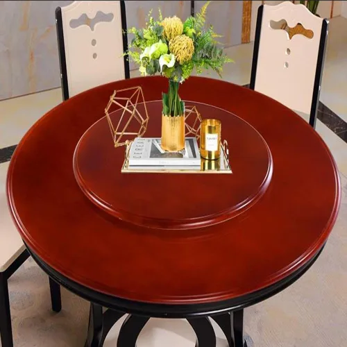 Vista 4 de DOUKI Organizador de tocadiscos de madera Lazy Susan de 30 pulgadas para mesa, bandeja de madera Lazy Susan para servir, bandeja giratoria de mesa