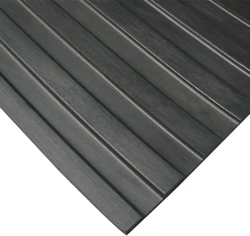 Vista 2 de Rubber-Cal Tapete de goma corrugada de canalé ancho, 0.118 in de grosor x 4 pies x 1 pie