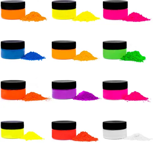 Vista 7 de Rolio - Juego de pigmentos fluorescentes en polvo de neón - Colores neón