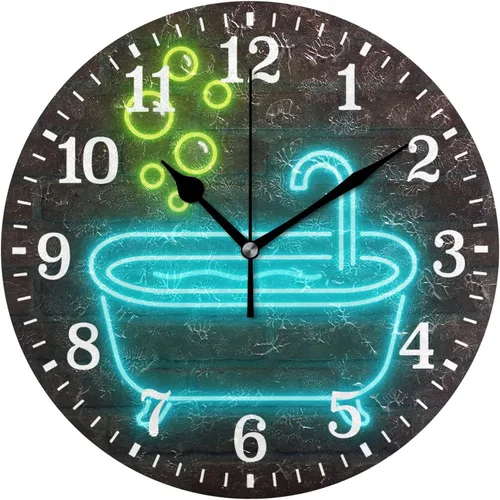 Vista 16 de JUNZAN Reloj de bañera con vino romántico espumoso y velas, reloj de pared silencioso de 10 pulgadas, pequeño reloj redondo, decoración de cocina