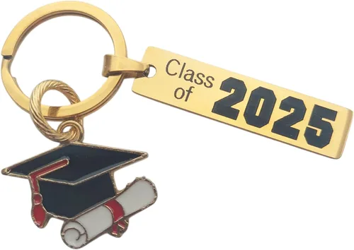 Vista 11 de Llavero de graduación grabado de oro con año de graduados
