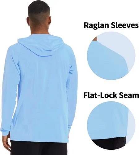 Vista 4 de TACVASEN Camiseta de manga larga con protección solar UPF 50+ Performance Senderismo Correr Sudadera con capucha de secado rápido