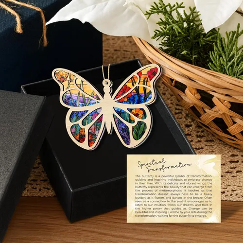 Vista 8 de Wrappiness Adorno de atrapasoles de mariposa con tarjeta de historia, regalos de cumpleaños para mejores amigas, regalos inspiradores para hermana