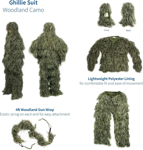 Vista 3 de VIVO Ghillie ropa de caza de camuflaje para el bosque- Traje (4 piezas)