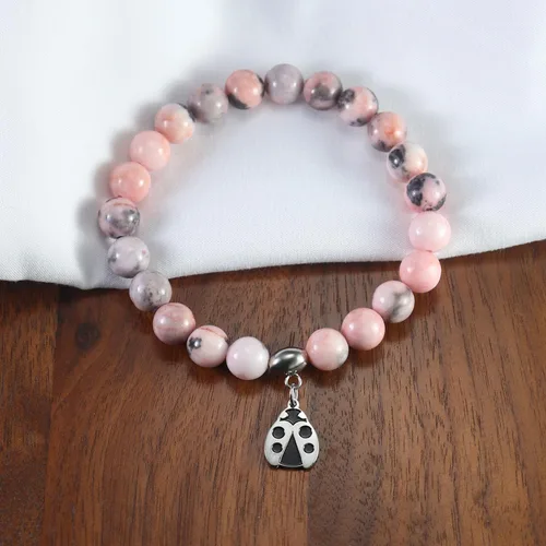 Vista 3 de Regalos para mujeres, pulseras de libélula, colibrí, mariquita, perezoso, 0.315 pulgadas, piedra natural, curativa, pulseras de relajación
