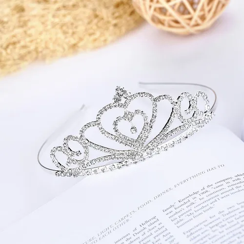 Vista 5 de Lovelyshop Tiara de cristal de diamantes de imitación, corona de princesa pegeant (corazón), 1 paquete