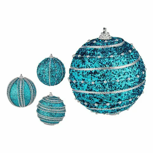 Vista 3 de Set de Bolas de Navidad Krist+ Azul PVC Ø 8 cm Con relieve (12 Unidades)