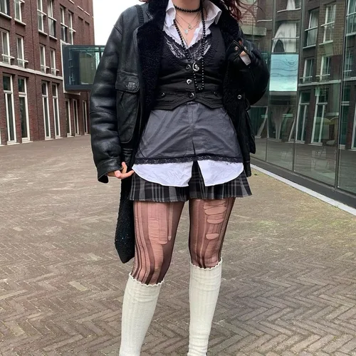 Vista 5 de Chaleco con botones para mujer, corsé corto con espalda cruzada, estilo punk, grunge, ropa de calle
