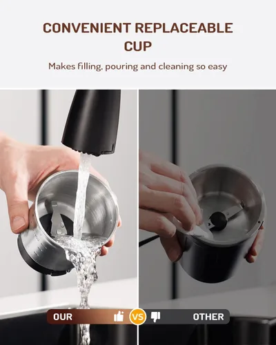 Vista 6 de SHARDOR Molinillo de café eléctrico de hoja súper silenciosa, perilla giratoria de control de molienda temporizada, ajustable grueso a fino