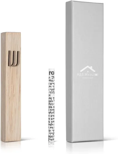 Vista 9 de Funda de madera para mezuzá con pergamino para puerta, diseño moderno/tradicional, fácil de despegar y pegar, funda de mezuzá para el hogar Roble +