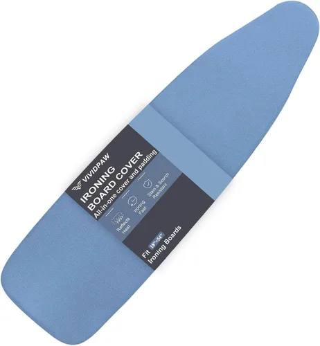 Vista 9 de VividPaw Funda y almohadilla para tabla de planchar, tamaño estándar 15"x54", acolchado grueso, borde elástico, revestimiento de silicona