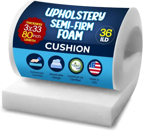 Vista 6 de Isellfoam Espuma para tapicería de 3 pulgadas de alto x 30 pulgadas de ancho x 80 pulgadas de largo 36ILD (firme semisión) cojín de espuma
