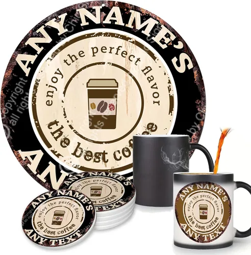 Vista 11 de Café y té perfectos de café, tazas personalizadas de Chic Sign Rústico, estilo vintage, retro, cocina, bar, pub, cafetería, cobertizo de cueva 0079