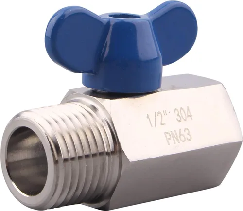 Vista 7 de DERNORD Válvula de bola de acero inoxidable Mini rosca NPT (1/2" hembra y macho)