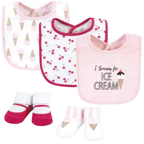 Vista 13 de Hudson Baby Conjunto de babero y calcetines unisex de algodón para bebé, Tamaño único Chica Calabaza