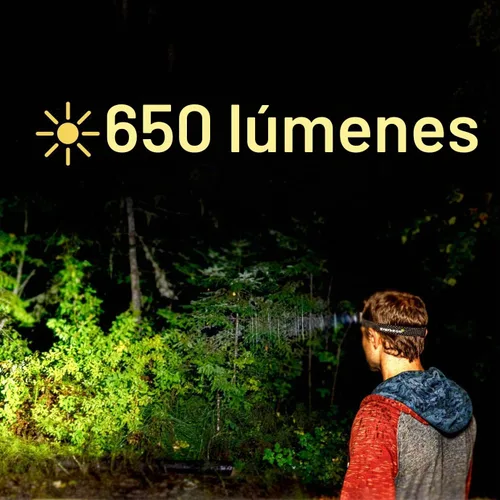 Vista 2 de Everbeam - Linterna de cabeza led recargable H6 Pro, con control de sensor de movimiento, 650 lúmenes de brillo, 30 horas de autonomía, 1200 mAh