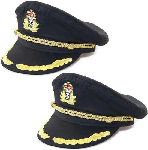 Vista 23 de Ibeauti Gorra unisex ajustable para adultos, disfraz de capitán Almirante, gorra de marinero para cosplay
