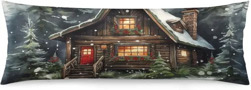 Vista 11 de Funda de almohada con monograma rústico de color azul suave con inicial N Body de 20 x 54 pulgadas, funda de almohada floral personalizada