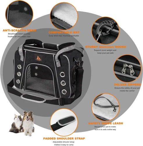 Vista 3 de Lifeand Transportador de gatos para gatos grandes y medianos de menos de 18 libras, plegable y suave, transportador para perros, aprobado por