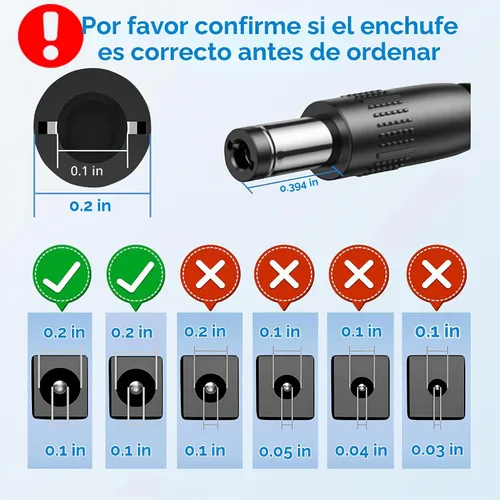 Vista 7 de Adaptador de fuente de alimentación de 12V 2.5A DC 100V-240V AC a DC 12Volt 2.5Amp Transformador de pared con conectores de enchufe de 0.217 in x