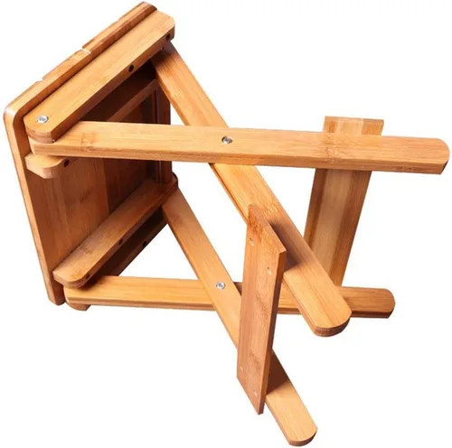 Vista 5 de Taburete plegable de madera de bambú, taburete portátil para el hogar, multifuncional, para baño, sala de estar, dormitorio, lavandería o pesca