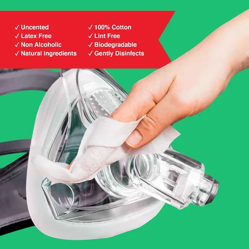 Vista 2 de Paquete de 40 toallas de limpieza para mascarilla CPAP de viaje, 40 toallitas en total (1 toallita por paquete), sin perfume, 100% algodón, sin