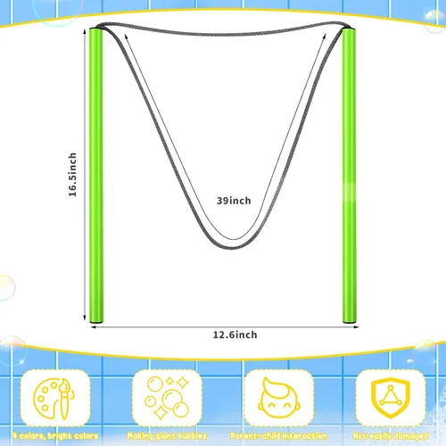 Vista 2 de Meooeck Varitas de burbujas gigantes para hacer burbujas al aire libre, juguetes de burbujas para adultos, niños y niñas, regalos de fiesta