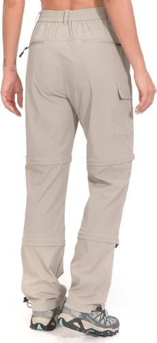 Vista 5 de Little Donkey Andy. Pantalones convertibles para mujer, elásticos, con cremallera y de secado rápido, para senderismo Caqui