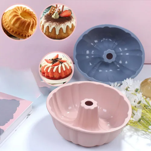 Vista 6 de Molde de silicona para tartas, antiadherentes de 10 pulgadas, paquete de 2 moldes de silicona para hornear, gelatina, gelatina (gris + rosa)
