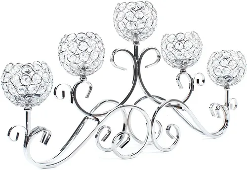 Vista 3 de Centros de mesa de cristal de 5 brazos, portavelas de cristal, candelabros para boda, comedor, mesa de café, decoración de pie, centro de mesa