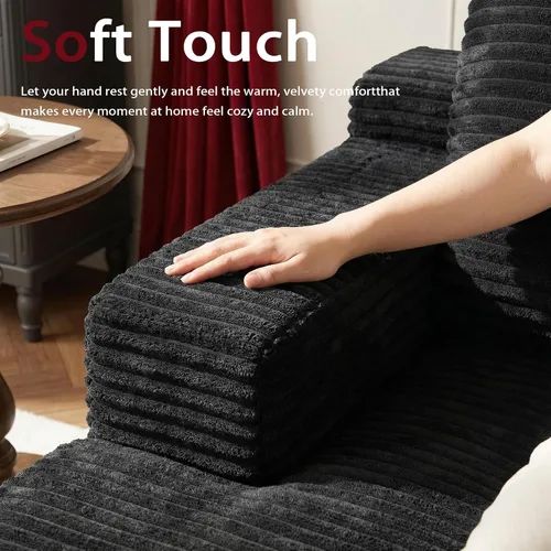 Vista 5 de Sofá modular moderno de 96 pulgadas para sala de estar, sofá modular tapizado, sin hueso, cómodo sofá nube con diván en forma de L