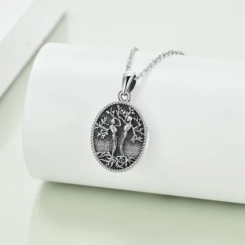 Vista 3 de URONE Collar personalizado de plata de ley 925 con diseño de girasolárbol de la vidaala de ángel que sostiene fotos, fotos personalizadas, girasol