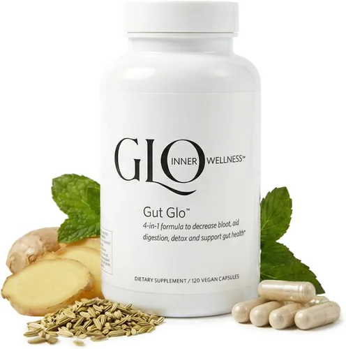Vista 9 de Gut Glo - Alivio natural de la hinchazón, la salud intestinal, la digestión y el estreñimiento 4 en 1 probiótico, enzima digestiva, magnesio