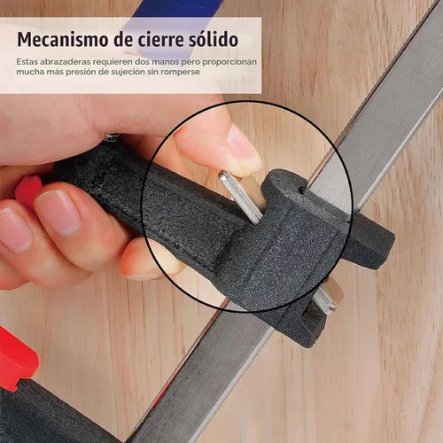Vista 7 de WORKPRO Juego de abrazaderas de barra de acero de 6 pulgadas, paquete de 2 abrazaderas de barra estilo embrague de liberación rápida con garganta
