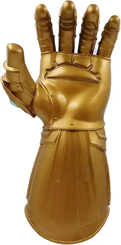 Vista 6 de Thanos - Guantelete infinito guantes Thanos de PVC con luz LED regalo para Navidad fiesta de carnaval para adultos dorado talla XL