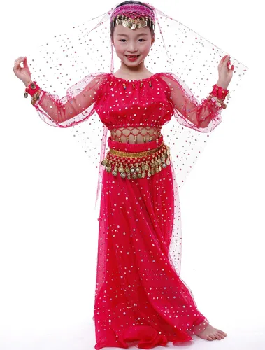Vista 4 de Astage Conjunto elegante de traje de danza del vientre de la niñade la muchacha grande,Todos los accesorios