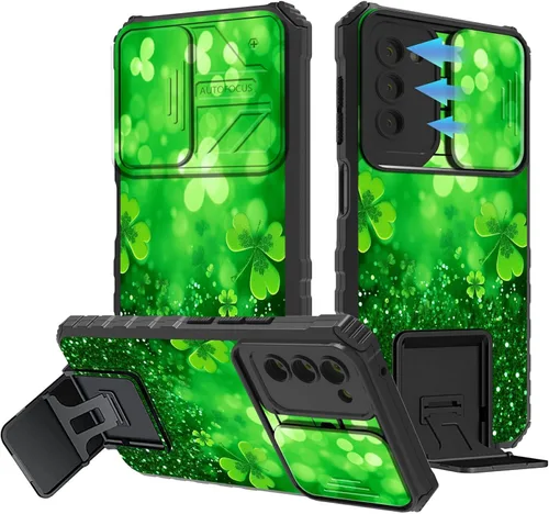 Vista 121 de Funda para Samsung Galaxy A13 5G/4G/A04S, Galaxy A13 5G con cubierta de cámara deslizante, funda de doble capa integrada con función atril