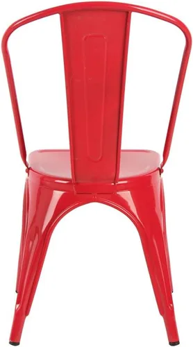 Vista 5 de Fancyhouse Juego de 4 sillas auxiliares de comedor estilo Tolix apilables con respaldo alto Bistro Cafe Metal (rojo)