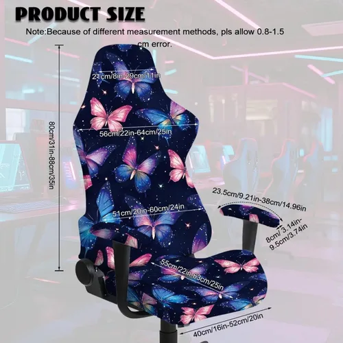 Vista 9 de Fundas para silla de juegos con cremallera de mariposa, elásticas, fáciles de poner y quitar, funda de silla de oficina de ensueño, decoración