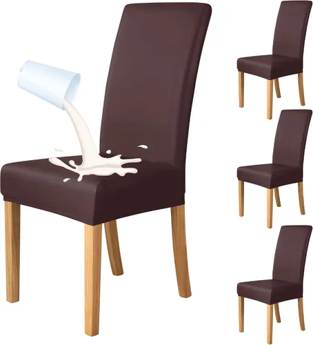 Vista 9 de Deisy Dee Fundas de cuero impermeables para sillas de comedor Parson (4, negro)