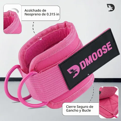 Vista 3 de DMoose Ankle Strap for Cable Machine - One Size Fit with Premium Padding, Workout Kickback Ankle Cuffs, Ankle Bands for Working Out, Booty Workouts
