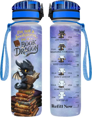 Vista 24 de 34HD Axolotl - Botella de agua de 32 onzas, bonita botella motivacional para mujer, botella de gimnasio con marcador de tiempo, regalo
